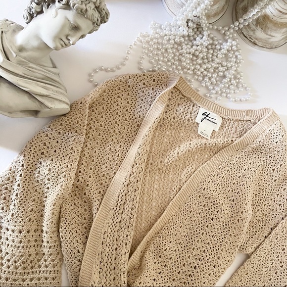 NWT Andrea Jovine Cream Beige Crochet Jacket - Picture 7 of 11